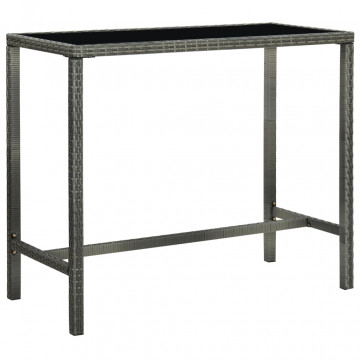Set mobilier bar de grădină cu perne, 5 piese, gri, poliratan - Img 5