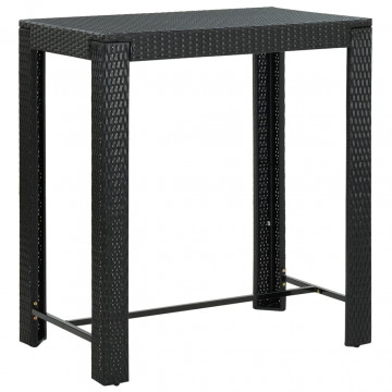 Set mobilier bar de grădină cu perne, 5 piese, negru, poliratan - Img 5