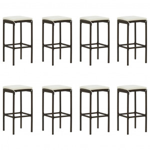 Set mobilier bar de grădină cu perne, 9 piese, maro, poliratan - Img 2