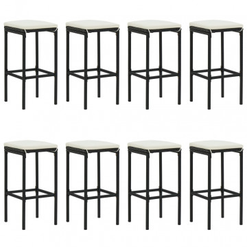 Set mobilier bar de grădină cu perne, 9 piese, negru, poliratan - Img 4