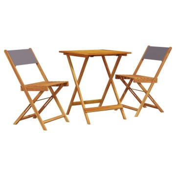 Set mobilier bistro, 3 piese, textil antracit/lemn masiv - Img 2