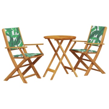 Set mobilier bistro, 3 piese, textil model frunze/lemn masiv - Img 2