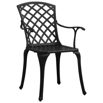 Set mobilier bistro, 5 piese, negru, aluminiu turnat - Img 4