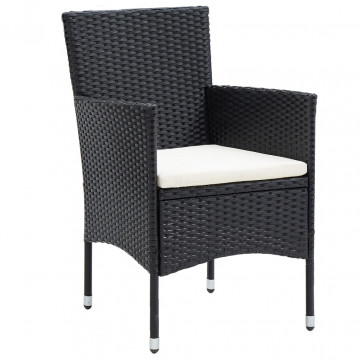 Set mobilier bistro grădină 3 piese negru poliratan și sticlă - Img 3