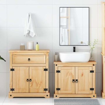 Set mobilier de baie „Corona”, 2 piese, lemn masiv de pin - Img 3