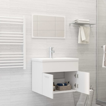 Set mobilier de baie, 2 piese, alb, PAL - Img 3