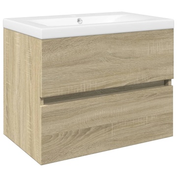 Set mobilier de baie, 2 piese, ceramică și lemn prelucrat - Img 2