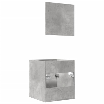 Set mobilier de baie, 2 piese, gri beton, lemn compozit - Img 6