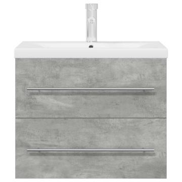 Set mobilier de baie, 2 piese, gri beton, lemn compozit - Img 4