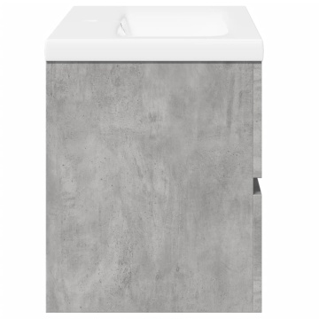 Set mobilier de baie, 2 piese, gri beton, lemn compozit - Img 8