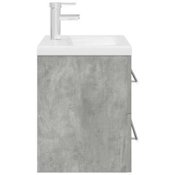 Set mobilier de baie, 2 piese, gri beton, lemn compozit - Img 5