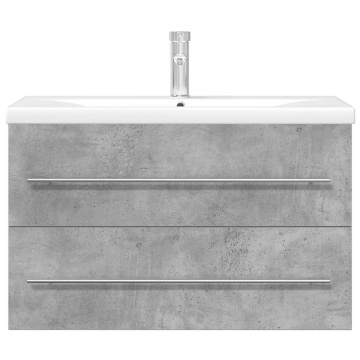 Set mobilier de baie, 2 piese, gri beton, lemn compozit - Img 4