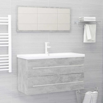 Set mobilier de baie, 2 piese, gri beton, PAL - Img 1