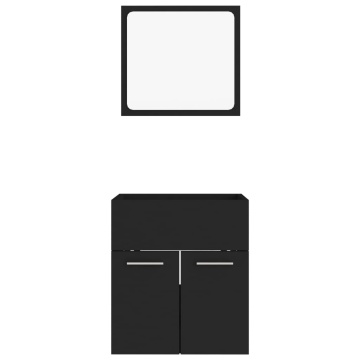 Set mobilier de baie, 2 piese, negru, PAL - Img 5