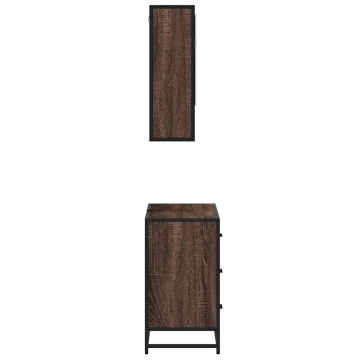 Set mobilier de baie, 2 piese, stejar maro, lemn prelucrat - Img 5