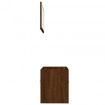 Set mobilier de baie, 2 piese, stejar maro, lemn prelucrat - Img 5