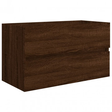 Set mobilier de baie, 2 piese, stejar maro, lemn prelucrat - Img 6