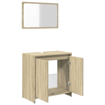 Set mobilier de baie, 2 piese, stejar sonoma, lemn prelucrat - Img 5