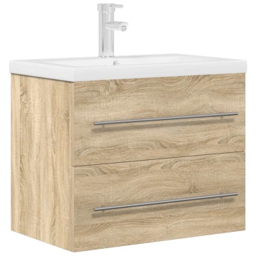 Set mobilier de baie, 2 piese, stejar sonoma, lemn prelucrat - Img 2