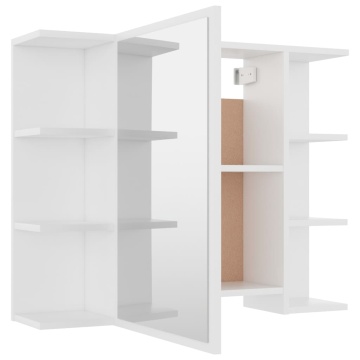 Set mobilier de baie, 3 piese, alb, lemn prelucrat - Img 5