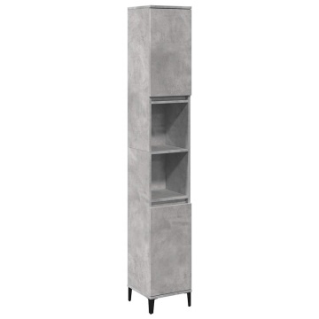 Set mobilier de baie, 3 piese, gri beton, lemn compozit - Img 4