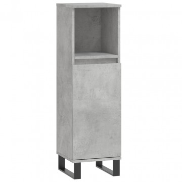 Set mobilier de baie, 3 piese, gri beton, lemn compozit - Img 6