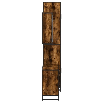Set mobilier de baie, 3 piese, stejar fumuriu, lemn prelucrat - Img 5