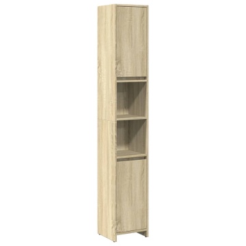 Set mobilier de baie, 3 piese, stejar sonoma, lemn prelucrat - Img 6