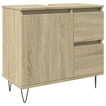 Set mobilier de baie, 3 piese, stejar sonoma, lemn prelucrat - Img 7