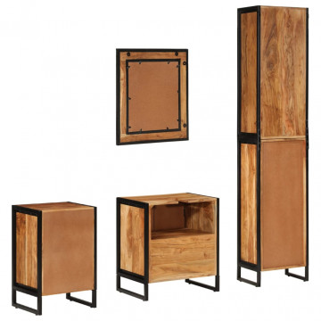 Set mobilier de baie, 4 piese, fier și lemn masiv de acacia - Img 7