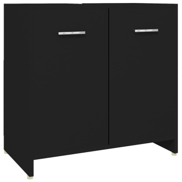 Set mobilier de baie, 4 piese, negru - Img 4