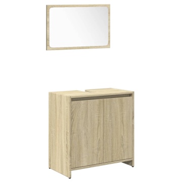 Set mobilier de baie, 4 piese, stejar sonoma, lemn prelucrat - Img 4
