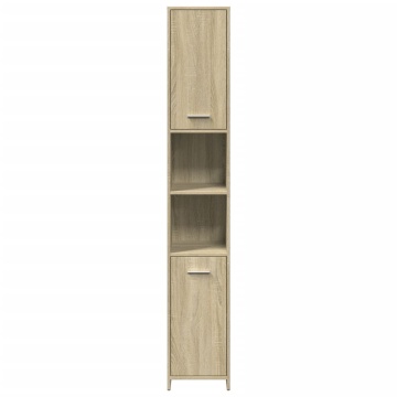 Set mobilier de baie, 4 piese, stejar sonoma, lemn prelucrat - Img 6