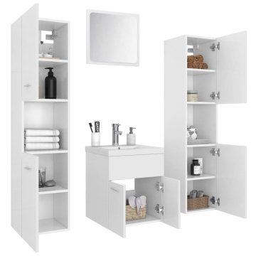 Set mobilier de baie, alb, lemn prelucrat - Img 3