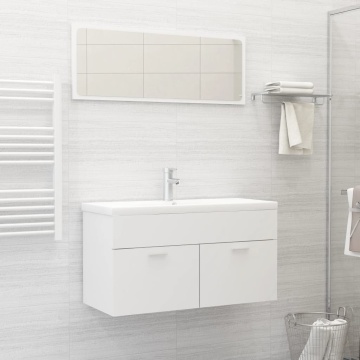 Set mobilier de baie, alb, lemn prelucrat - Img 1