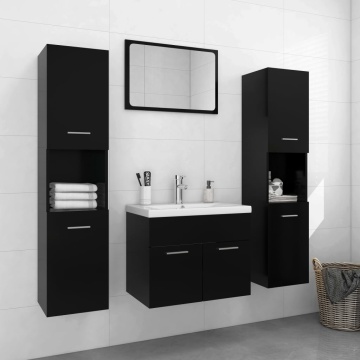 Set mobilier de baie, negru, lemn prelucrat - Img 1