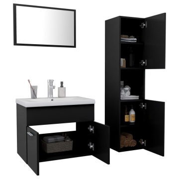 Set mobilier de baie, negru, lemn prelucrat - Img 3