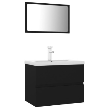Set mobilier de baie, negru, lemn prelucrat - Img 2