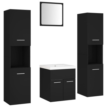 Set mobilier de baie, negru, lemn prelucrat - Img 2