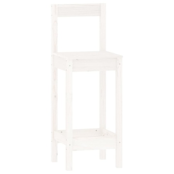Set mobilier de bar, 3 piese, alb, lemn masiv de pin - Img 5