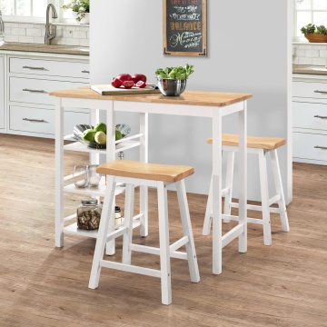 Set mobilier de bar, 3 piese, alb, MDF - Img 1