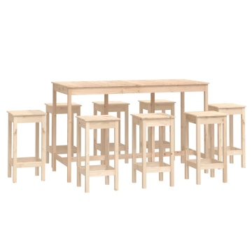 Set mobilier de bar, 9 piese, lemn masiv de pin - Img 2