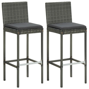 Set mobilier de bar de grădină cu perne, 3 piese, gri - Img 3