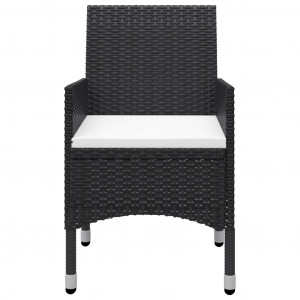 Set mobilier de bistro, 3 piese, negru, poliratan și sticlă - Img 4