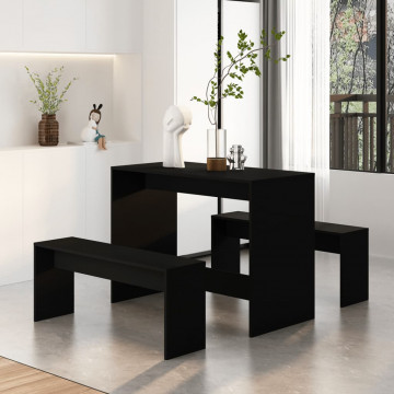 Set mobilier de bucătărie, 3 piese, negru, PAL - Img 3