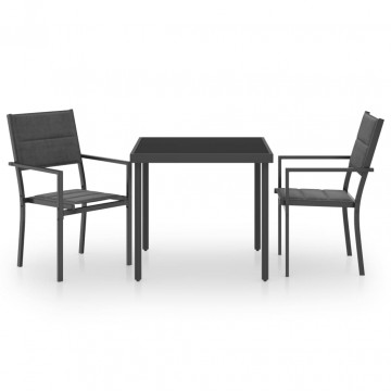 Set mobilier de exterior, 3 piese, oțel - Img 2
