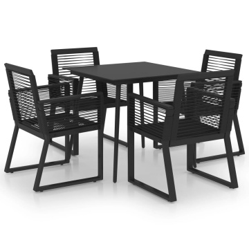 Set mobilier de exterior, 5 piese, negru, ratan PVC - Img 2