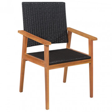 Set mobilier de exterior, 5 piese, negru și maro, poliratan - Img 1