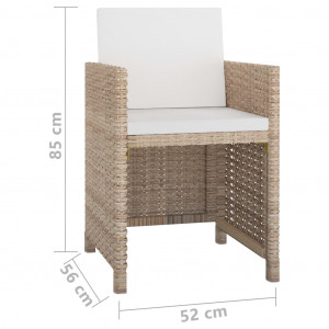 Set mobilier de exterior cu perne, 11 piese, bej, poliratan - Img 6