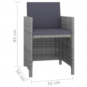 Set mobilier de exterior cu perne, 11 piese, gri, poliratan - Img 6